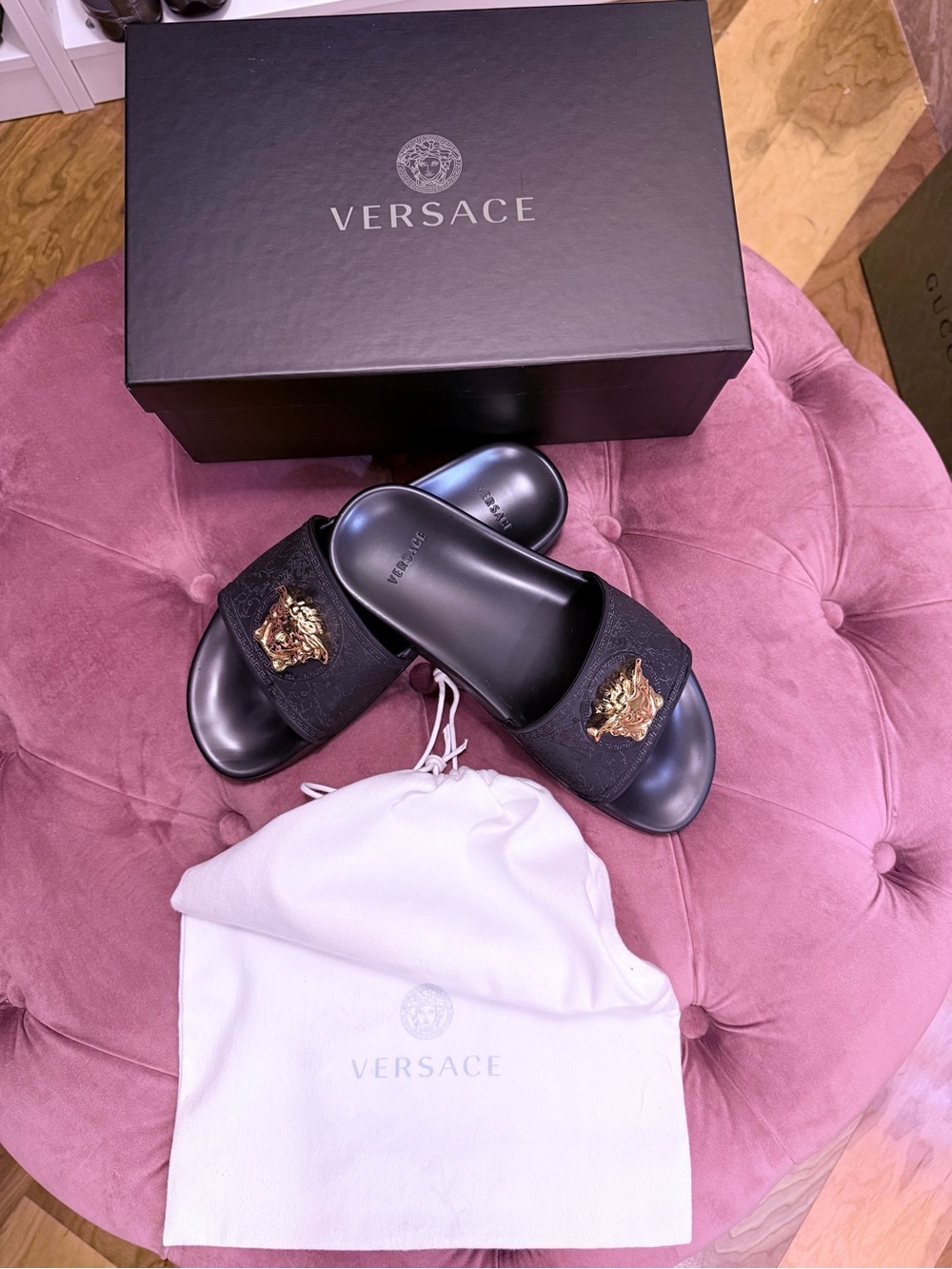 Versace Black Medusa Slide Sandals
